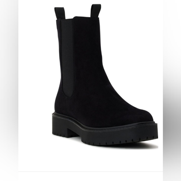 Time and Tru Women's Mid Shaft Chelsea Boots 9W Chucky Heels NWT Combat Side Zip - Picture 1 of 8